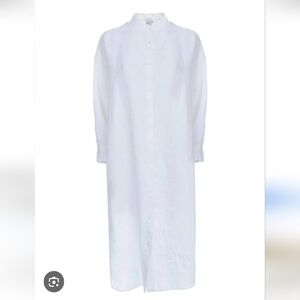 Aspesi BLU 14 White Long Sleeve 100% Linen Shirt Dress With Pockets
